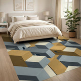 Modern Geometric Cube Stacked Area Rug