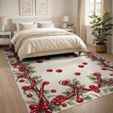 Red Cherry Garland Border Area Rug
