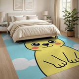 Adorable Big-Eyed Yellow Puppy Cartoon Rug