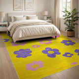 Playful Smiling Daisy Yellow Area Rug