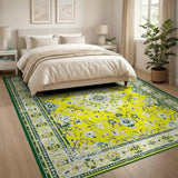 Traditional Persian Yellow Vibrant Yellow Persian Floral Area Rug