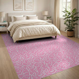 Whimsical Pink Bunny Outline Area Rug