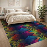 Vibrant Rainbow Mountain Geometric Rug