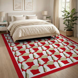Red Minnesota State Outline Geometric Area Rug