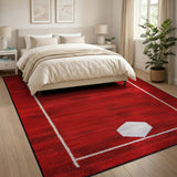 Red Red Baseball Diamond Area Rug