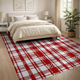Bold Red White Checkered Farmhouse Rug