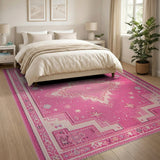 Pink Pink Starburst Southwestern Area Rug