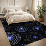 Blue and Teal Geometric Modern Blue Starburst Geometric Area Rug