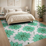 Vibrant Green Floral Pattern Area Rug