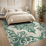 Traditional Persian Green Ornate Green Floral Medallion Area Rug