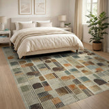 Abstract Earth Tone Area Rug in Brown and Tan