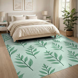Floral Vintage Mint Green Leaf Pattern Area Rug