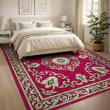 Traditional Persian Ornate Red Persian Floral Medallion Rug