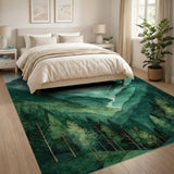 Layered Green Mountain Valley Forest Rug