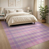 Pastel Pink Purple Plaid Area Rug