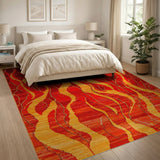 Red Fiery Flame Abstract Area Rug
