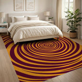Hypnotic Orange Spiral Area Rug