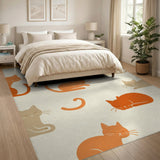 Orange Cat Cartoon Washable Area Rug