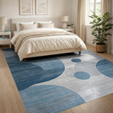 Modern Blue Geometric Circle Area Rug