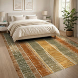 Earthy Striped Southwestern Kilim Rug