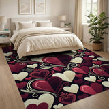 Romantic Red Hearts Swirl Area Rug