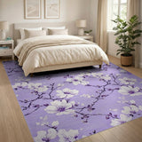 Purple Purple Cherry Blossom Floral Area Rug