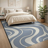 Abstract Blue Wave Abstract Area Rug