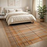 Orange Woven Geometric Plaid Rug
