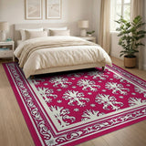 Vintage Red Fleur-de-Lis Area Rug