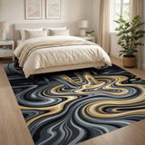 Molten Gold Silver Pipe Flow Abstract Rug