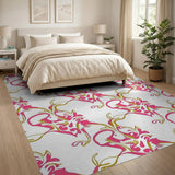 Floral Vintage Pink Vibrant Pink Floral Swirl Area Rug