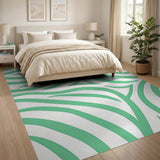 Vibrant Green Wavy Line Area Rug