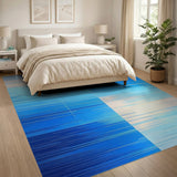 Blue Gradient Stripe Geometric Area Rug