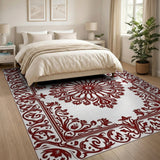 Elegant Red Floral Medallion Rug