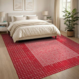 Red Heart Ombre Border Area Rug