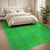 Green Vibrant Green Yellow Plaid Area Rug