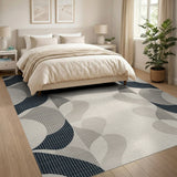 Modern Geometric Grey Navy Area Rug