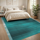 Blue and Teal Teal Geometric Stripe Area Rug