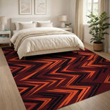 Bold Red Geometric Arrow Area Rug