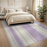 Purple Textured Vertical Stripe Rug
