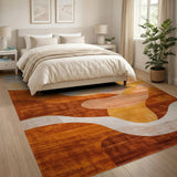 Brown Wave Abstract Area Rug