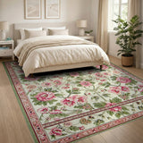 Vintage Pink Peony Floral Vintage Area Rug