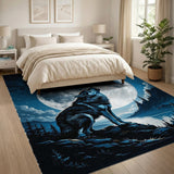 Howling Wolf Full Moon Night Sky Area Rug