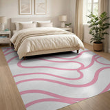 Pink Fluid Pink Waves Abstract Area Rug