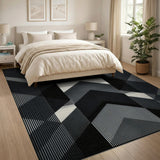 Black and White Black White Geometric Chevron Area Rug