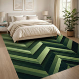 Vibrant Green Chevron Geometric Area Rug