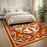 Ornate Red Persian Flame Medallion Rug