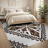 Ornate Tan Diamond Medallion Area Rug