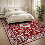 Traditional Persian Red Traditional Persian Floral Medallion Rug