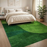 Vibrant Green Abstract Wave Area Rug
